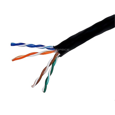 Monoprice 878 1000FT 24AWG Cat5e 350MHz UTP Solid; Riser Rated CMR; Bulk Ethernet Bare Copper Cable - Black